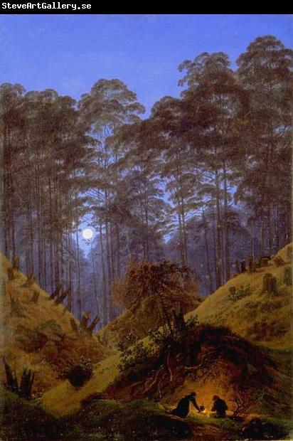 Caspar David Friedrich Tannenwald im Mondschein